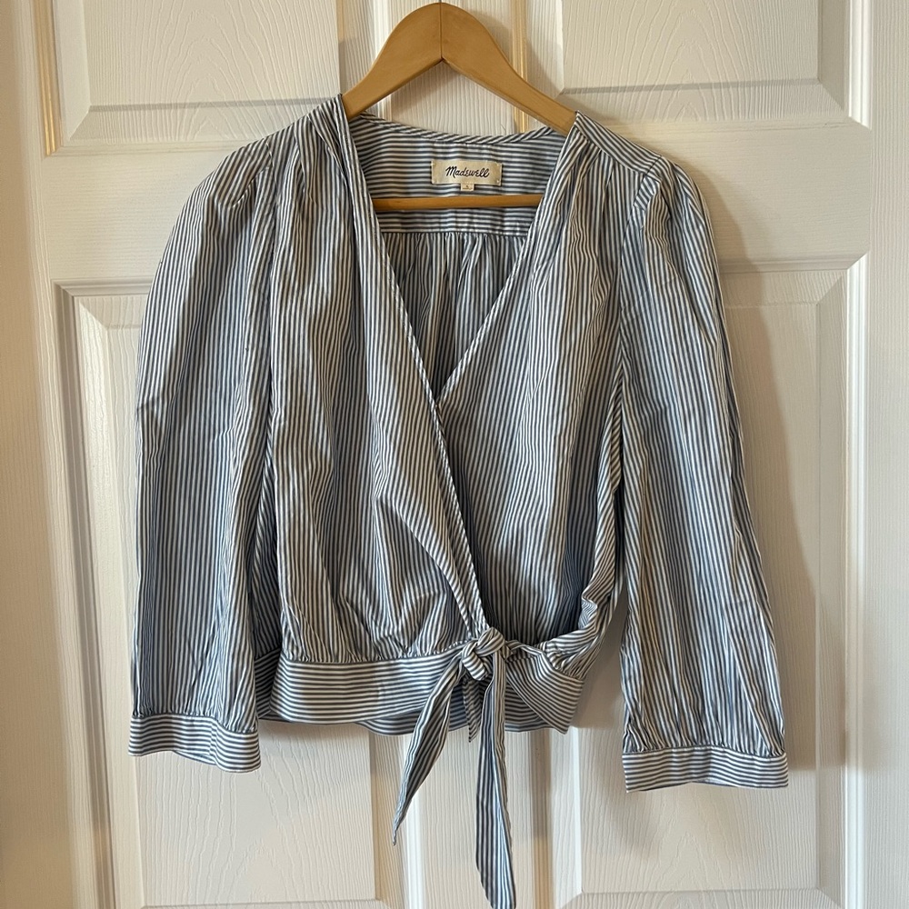 Striped Wrap Blouse